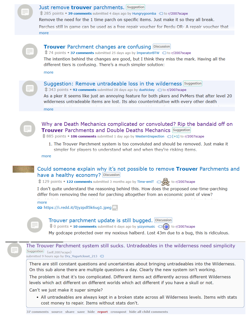 Problems with Trouver Parchments